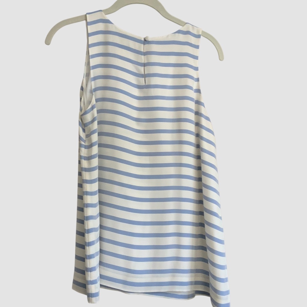 J Crew NWOT Light Blue White Striped Silk Sleeveless Lined Shell Top SZ 8 - Picture 4 of 11